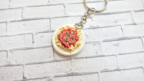 Spaghetti keychain, Polymer clay food  miniature,  Spaghetti food accessory, Desk decor - Image 4