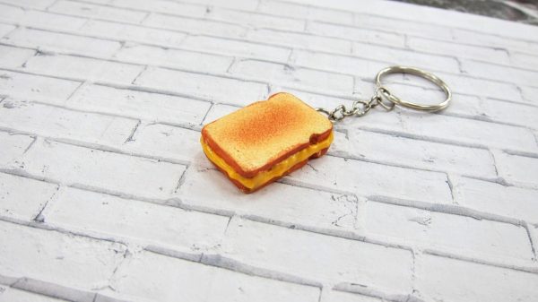 Grilled Sanwich Cheese Keychain, Miniature Food Keychain, Creative Gift, Funny Gift