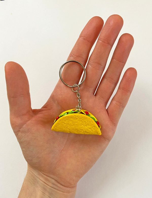 Taco Keychain, Polymer Clay Keychain, Mexican Food Keychain, Polymer Clay Food Miniature, Cute Keychain - Image 3