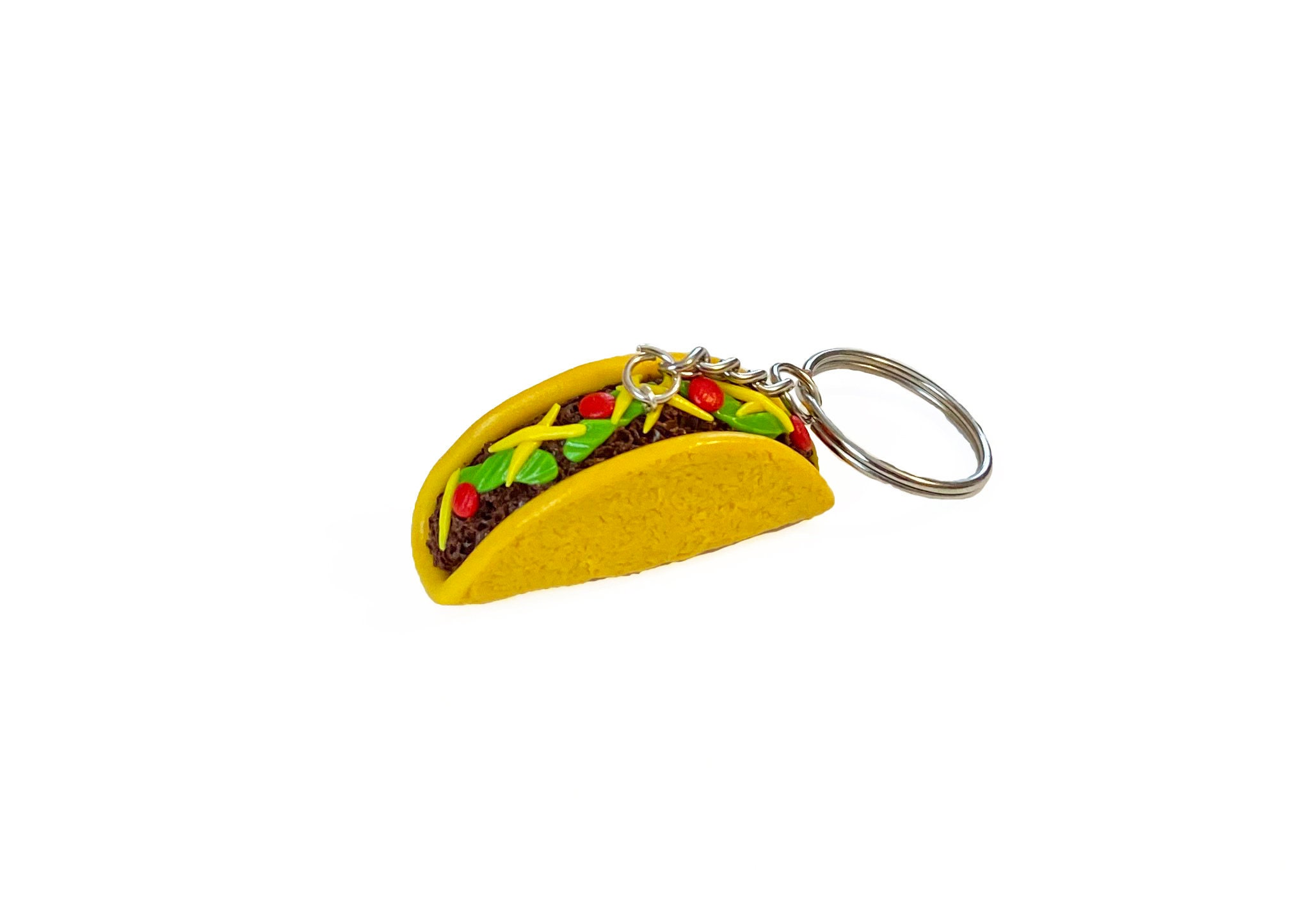 Taco Keychain, Polymer Clay Keychain, Mexican Food Keychain, Polymer Clay Food Miniature, Cute Keychain