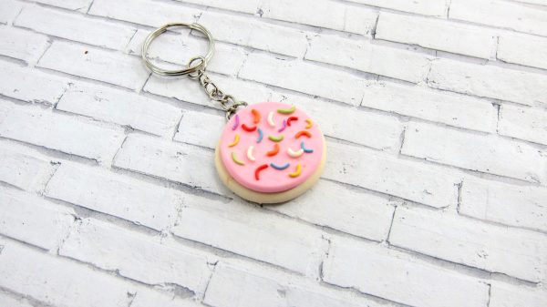 Lofthouse Cookie Keychain, Polymer clay food miniature, food dessert accessory, desk decor - Image 2