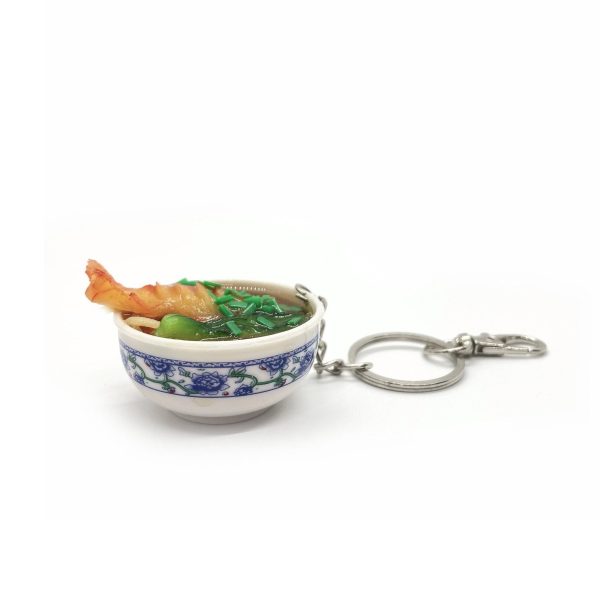 Fish Ramen Soup Bowl Keychain,  Fish Noodle Bowl Keychain, Food Miniature Keychain - Image 3