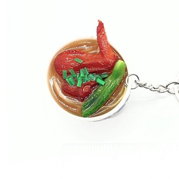 Chicken Ramen Soup Bowl Keychain, Chiken Noodle Bowl Clay Miniature, Desk Decor