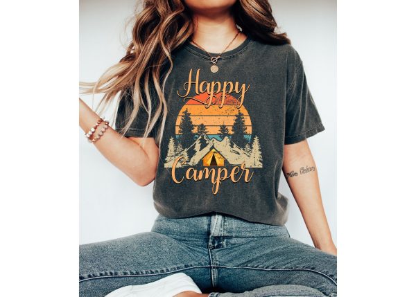 Happy Camper Shirt  Personalized Camping Shirt  Camping Tshirt  Outdoor Shirt  Adventure Shirt  Gift for Camp Crew  Custom Camping Shirt