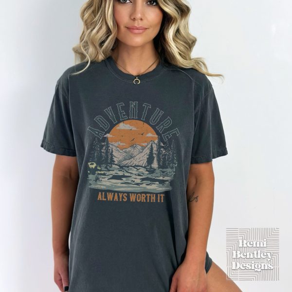 Nature Adventure Shirt. Scenic Hiking Camping Tee. Wanderlust Adventurer Mountains Travel Explore Graphic T-Shirt. Comfort Colors® Shirt. - Image 2