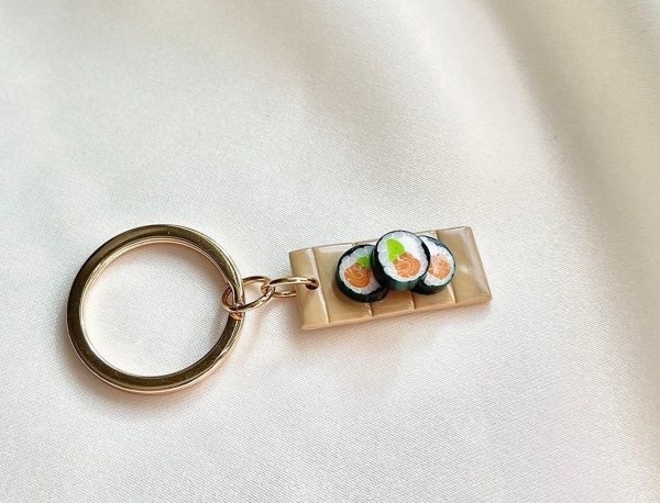 Sushi Plate Keychain, Sushi Board Keychain, Food Keychain, Desk Decor