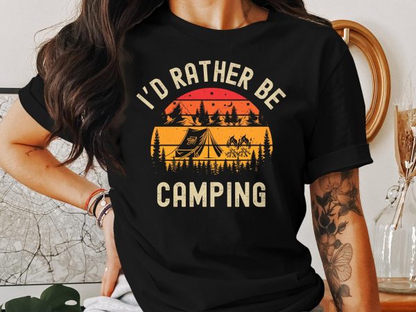 Mens Camping Tee Sarcastic I'd Rather Be Camping T-Shirt  Campfire T-shirt  Camper Gifts Her  Graphic Tee  Friends Camping Shirt Family Camp