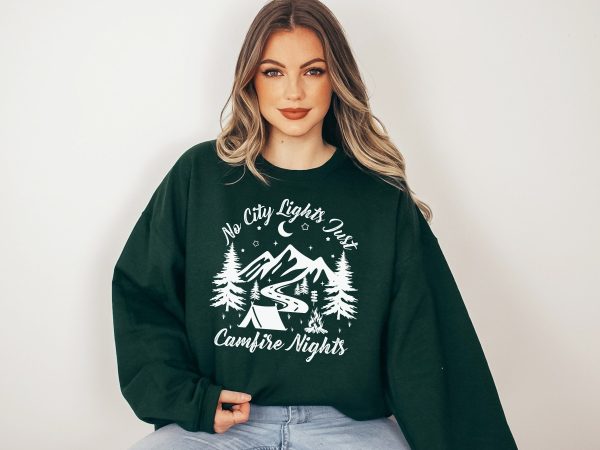 No City Lights Just Camp Fire Nights Sweatshirt  Camping Hoodie  Camping Gift  Camper Shirt  CampFire Shirt  Camp Lover Gift  Glamping Shirt - Image 4