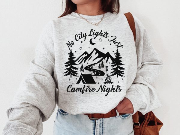 No City Lights Just Camp Fire Nights Sweatshirt  Camping Hoodie  Camping Gift  Camper Shirt  CampFire Shirt  Camp Lover Gift  Glamping Shirt - Image 2