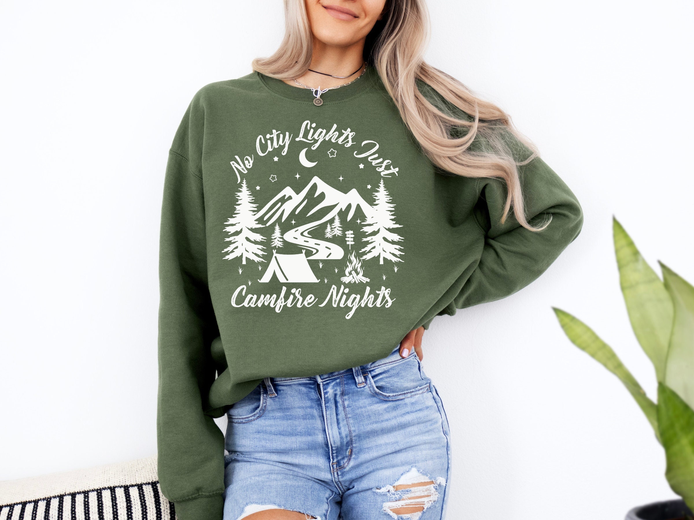 No City Lights Just Camp Fire Nights Sweatshirt  Camping Hoodie  Camping Gift  Camper Shirt  CampFire Shirt  Camp Lover Gift  Glamping Shirt