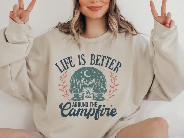 Camping Sweatshirt  Life is Better Around the Campfire  Camper Sweatshirt  Camping Gift  Camp Lover Sweatshirt  Camping Campfire Crewneck - Image 4