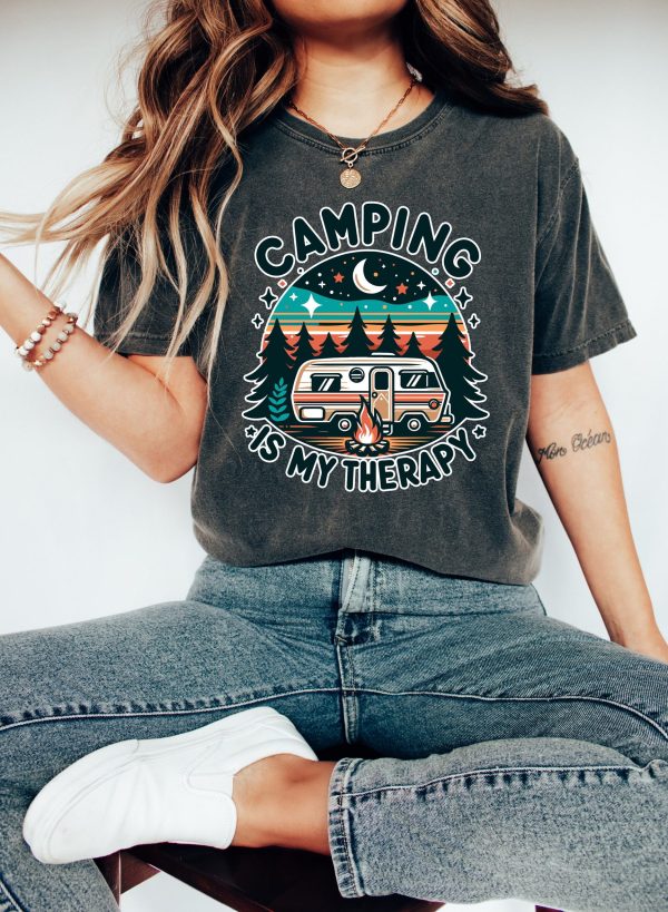 Camping Is My Therapy Shirt  Funny Camping Shirt  Camp Lover Gift  Happy Camper Shirt  Camping Crew Shirt - Image 4