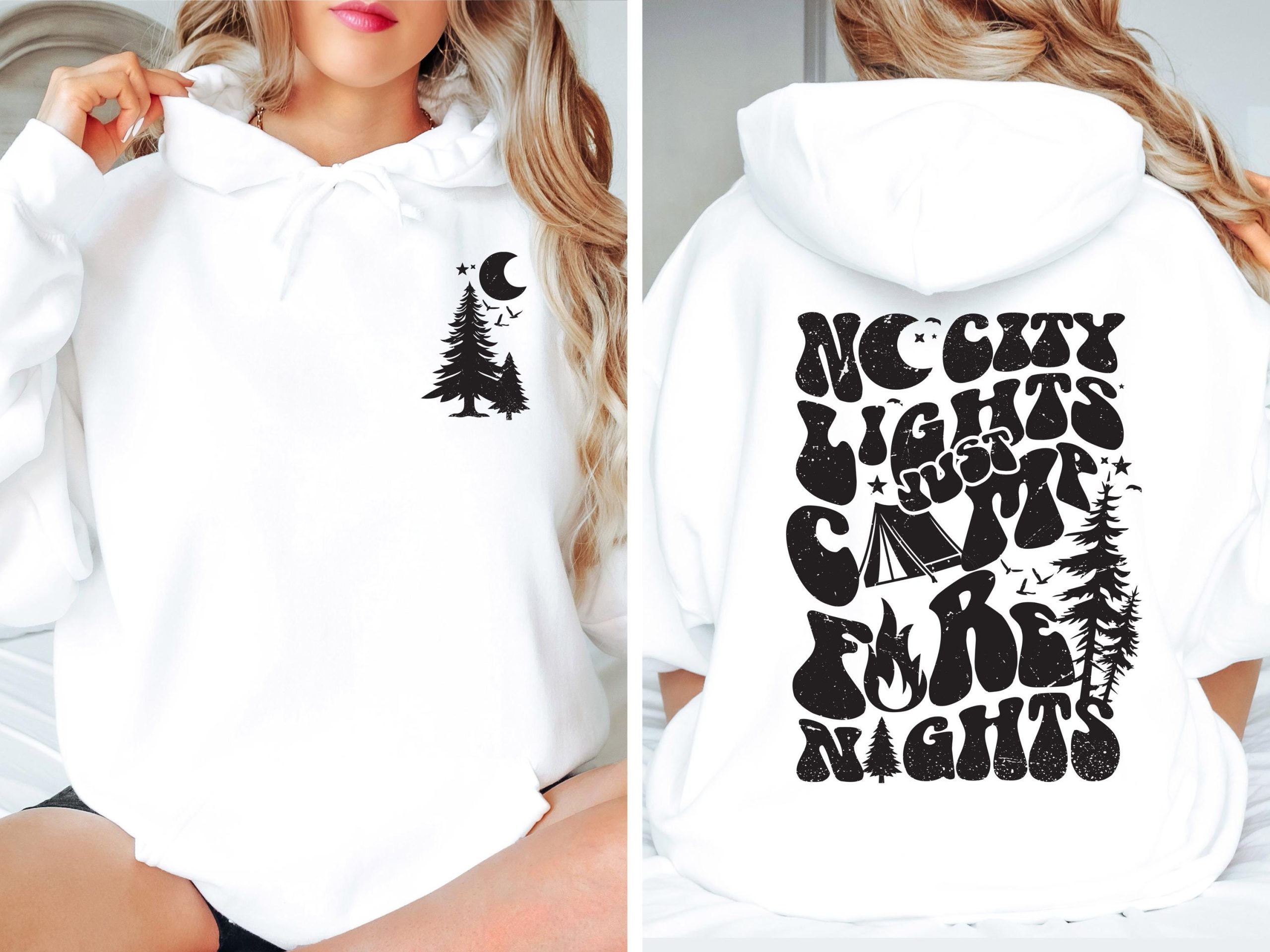 No City Lights Just Campfire Nights Hoodie  Camping Group Sweatshirt For Woman  Nature Lover T-Shirt  Hiking Shirt  Gift For Camper  E8381