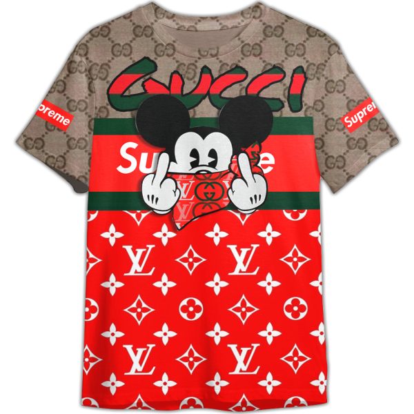 Mickey Mouse Supreme Louis Vuitton LV Gucci Unisex Adult And Kid T-shirt