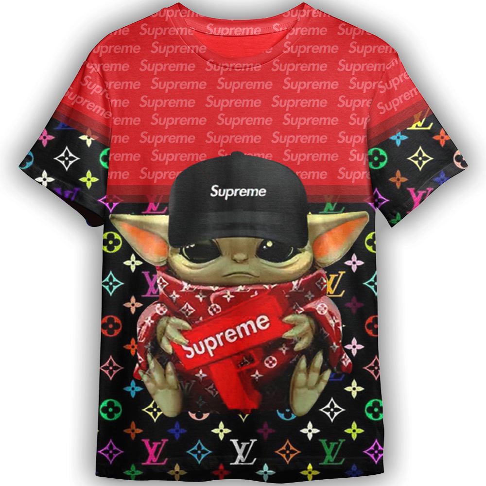 Louis Vuitton LV Supreme Baby Yoda Unisex Adult And Kid T-shirt