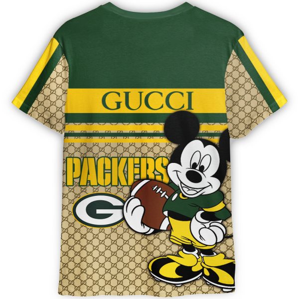 Gucci Mickey Green Bay Packers NFL Unisex Adult And Kid T-shirt - Image 2