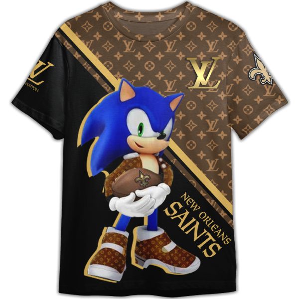 Sonic the Hedgehog Louis Vuitton LV New Orleans Saints NFL Unisex Adult And Kid T-shirt