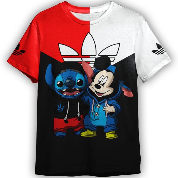 Stich & Mickey Mouse Adidas Adult And Kid Tshirt Gift For Fan ND