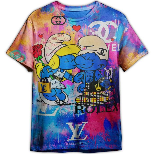 The Smurfs Gucci Louis Vuitton Adult And Kid Tshirt Gift For Fan ND