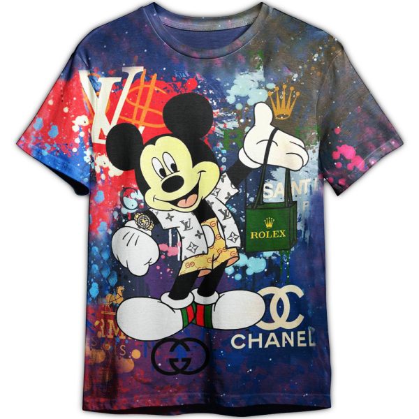 Mickey Mouse Gucci Louis Vuitton Adult And Kid Tshirt Gift For Fan ND