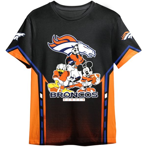 NFL Denver Broncos Mickey Mouse Donald Duck Goofy Adult And Kid T-shirt Gift For Fan ND