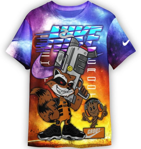 Rocket Racoon Groot Nike Unisex Adult And Kid T-shirt
