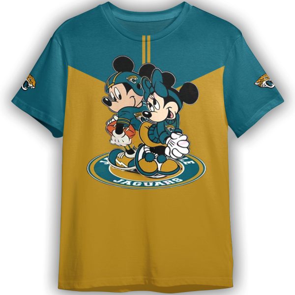 NFL Jacksonville Jaguars Mickey & Minnie Mouse Adult And Kid Tshirt Gift For Fan ND