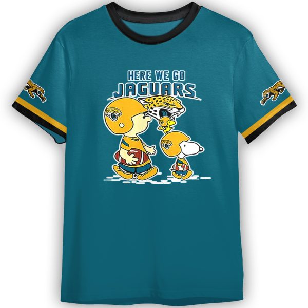 Jacksonville Jaguars NFL Here We Go Snoopy Adult And Kid Tshirt Gift For Fan ND