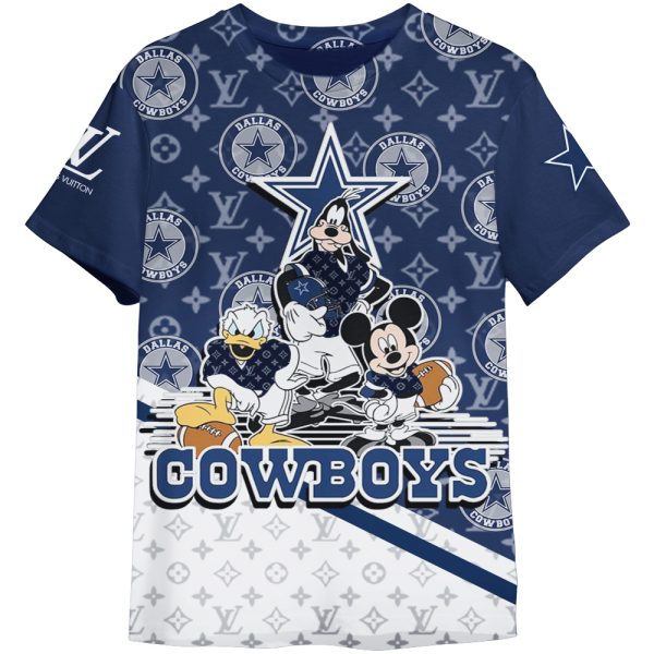 Mickey And Friends Louis Vuitton LV Dallas Cowboys NFL Unisex Adult And Kid T-shirt