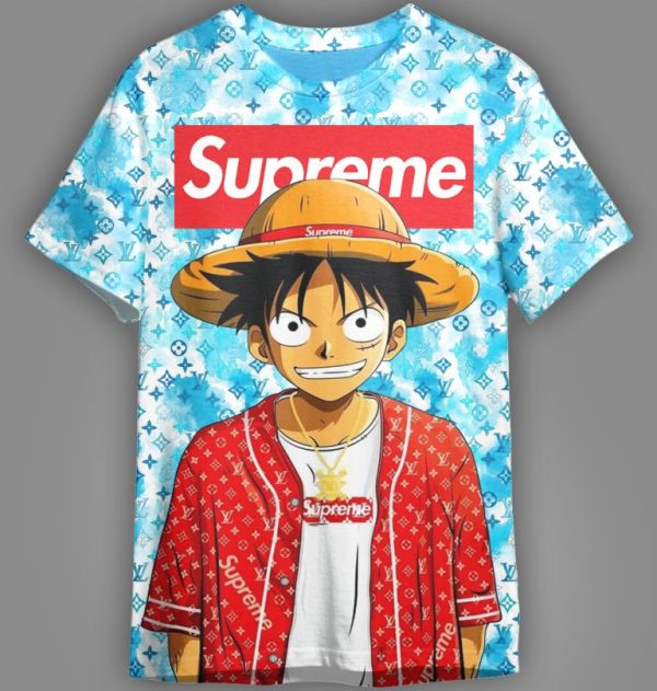 Monkey D Luffy Louis Vuitton LV Supreme Unisex Adult And Kid T-shirt