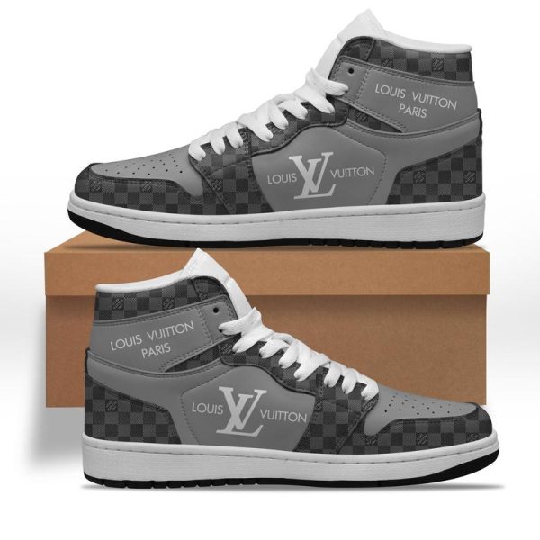 Premium Grey Louis Vuitton Luxury  Air Jordan1 Hightop Sneaker Shoes Gifts For Men Women NP