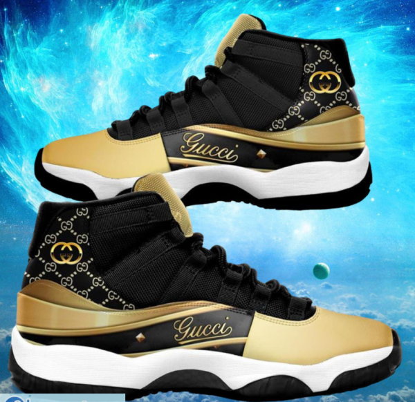Gucci Luxury Gold Black Air Jordan 11 Shoes Sneakers Hot 2025 Gift Unisex For Men Women DL