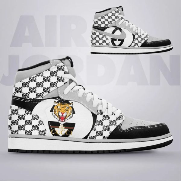 Gucci White Tiger Luxury High Air Jordan Sneaker Shoes NP