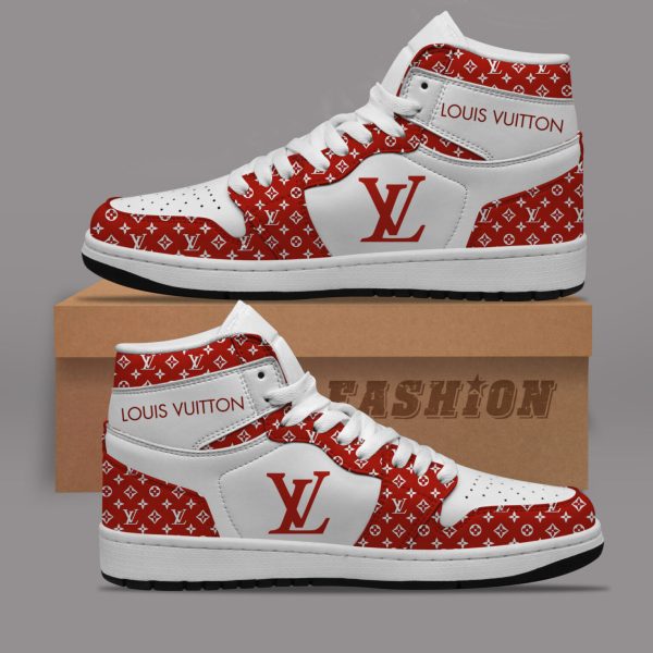 Premium Red Louis Vuitton Luxury  Air Jordan1 Hightop Sneaker Shoes Gifts For Men Women NP