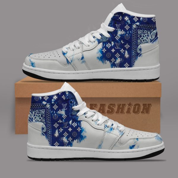 Premium Blue Louis Vuitton Luxury  Air Jordan1 Hightop Sneaker Shoes Gifts For Men Women NP