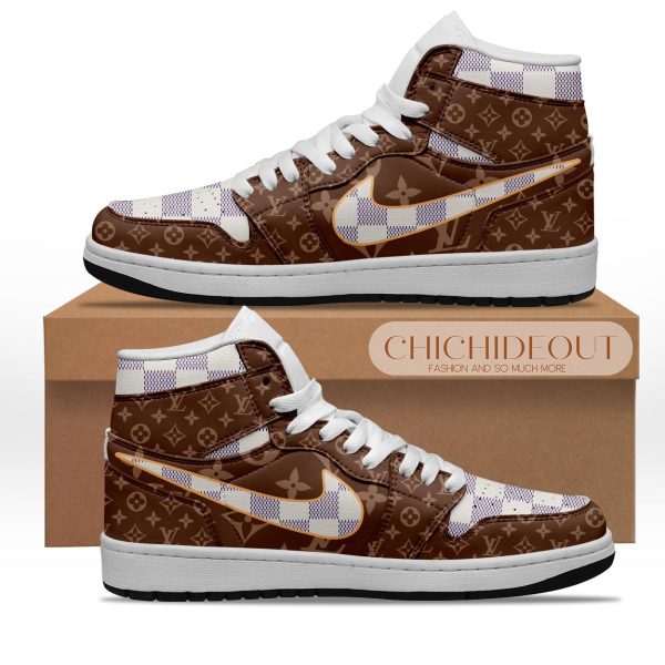 Premium Caro Louis Vuitton Luxury  Air Jordan1 Hightop Sneaker Shoes Gifts For Men Women NP