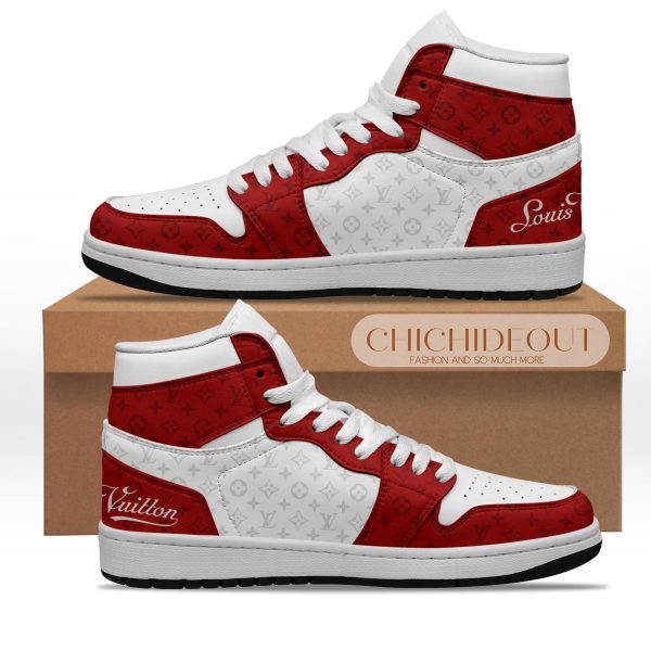 Premium Red Louis Vuitton Luxury  Air Jordan1 Hightop Sneaker Shoes Gifts For Men Women NP