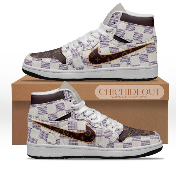 Premium Caro Louis Vuitton Luxury  Air Jordan1 Hightop Sneaker Shoes Gifts For Men Women NP