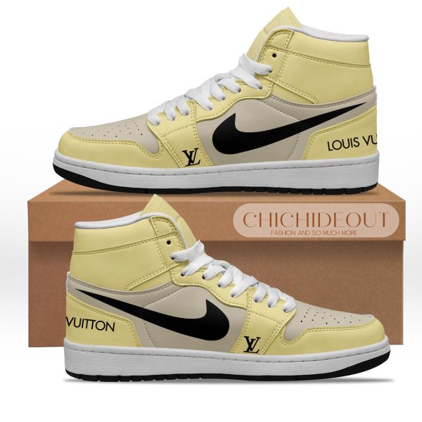 Premium Yellow Louis Vuitton Luxury  Air Jordan1 Hightop Sneaker Shoes Gifts For Men Women NP