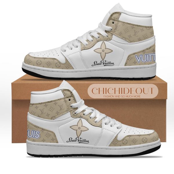 Premium Beige Louis Vuitton Luxury Air Jordan1 Hightop Sneaker Shoes Gifts For Men Women NP