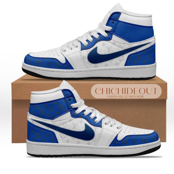 Premium Blue Louis Vuitton Luxury Air Jordan1 Hightop Sneaker Shoes Gifts For Men Women NP