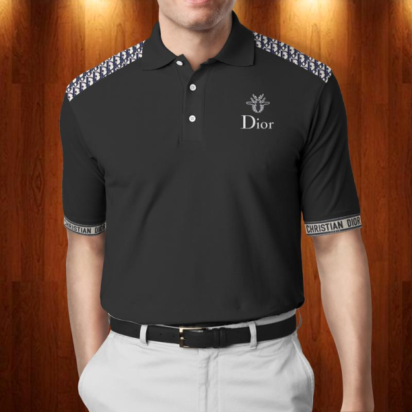 Dior Black Polo Shirt Luxury Clothing Clothes Golf Tennis Outfit For Men HT