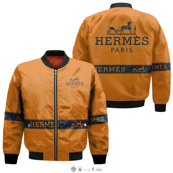 Hermes Orange Bomber Jacket Luxury Clothing Clothes Outfit For Men HT