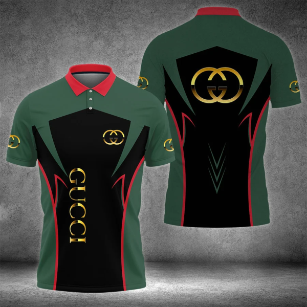 Gucci Green Polo Shirt Luxury Clothing Clothes Golf Tennis Outfit For Men HT