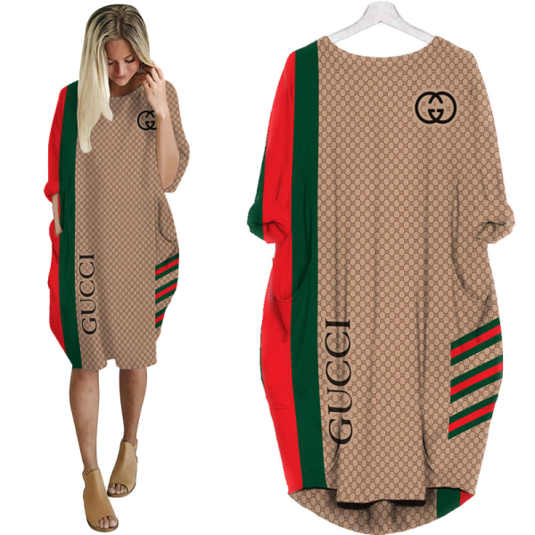 Gucci Brown Batwing Pocket Dress Luxury Clothing Clothes Outfit For Women HT