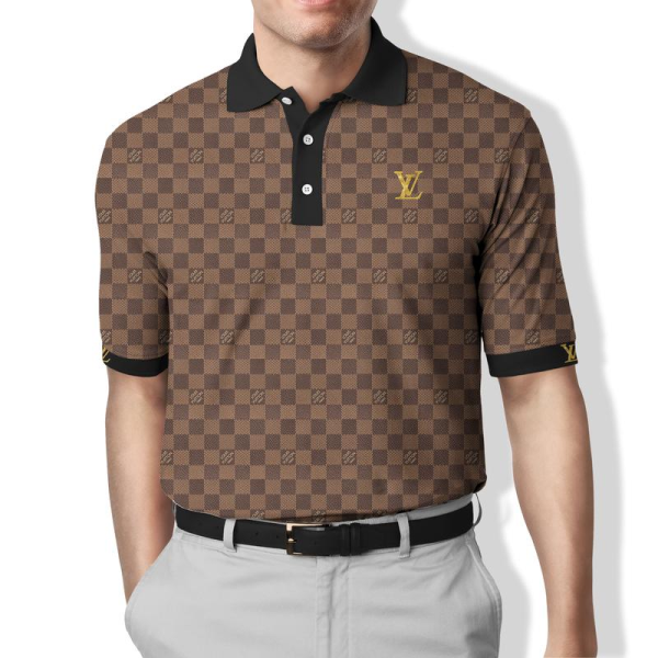 VLL Brown Black Polo Shirt Luxury Clothing Clothes Golf Tennis Outfit For Men HT