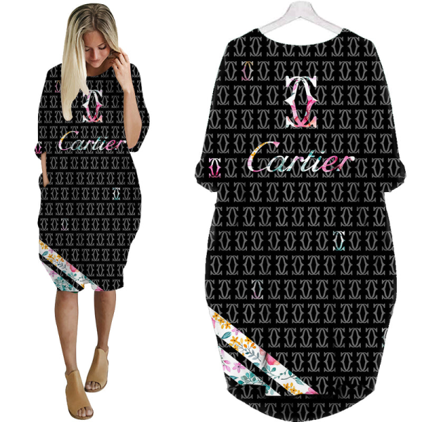 CT Black Batwing Pocket Dress Luxury Clothing Clothes Outfit For Women HT