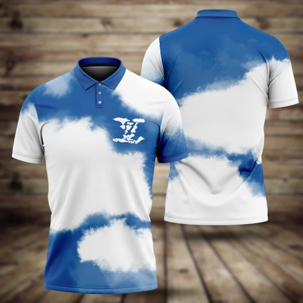 VLL Blue Polo Shirt Luxury Clothing Clothes Golf Tennis Outfit For Men HT