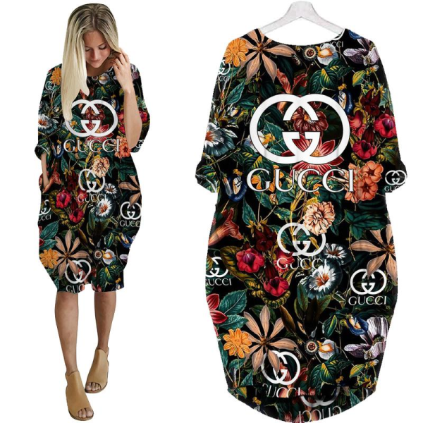 CG Flower Batwing Pocket Dress Luxury Clothing Clothes Outfit For Women HT