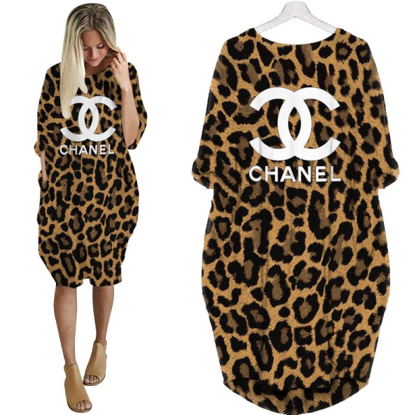 LC Leopard Batwing Pocket Dress Luxury Clothing Clothes Outfit For Women HT